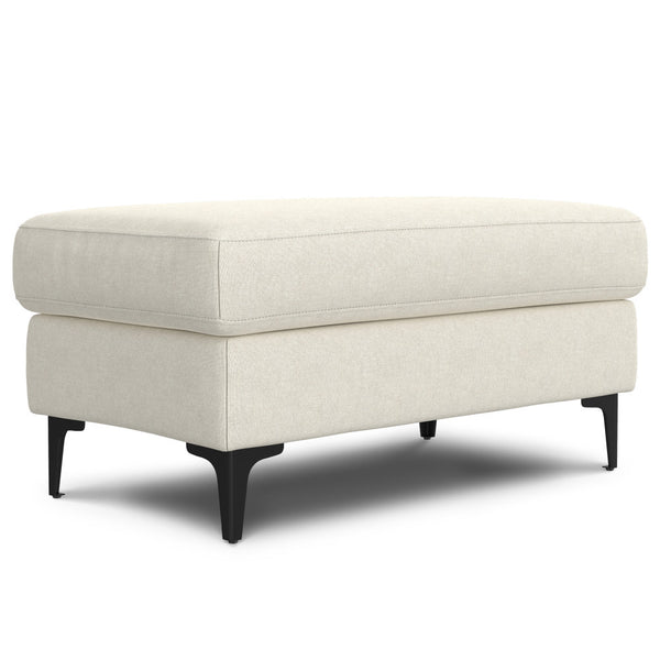 Ava Cream Wood Ottoman – 36