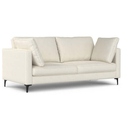 Ava MCM Performance Fabric Loveseat 76" – Modern Eco-Friendly Sofa (2 Colors) in a light beige upholstery.
