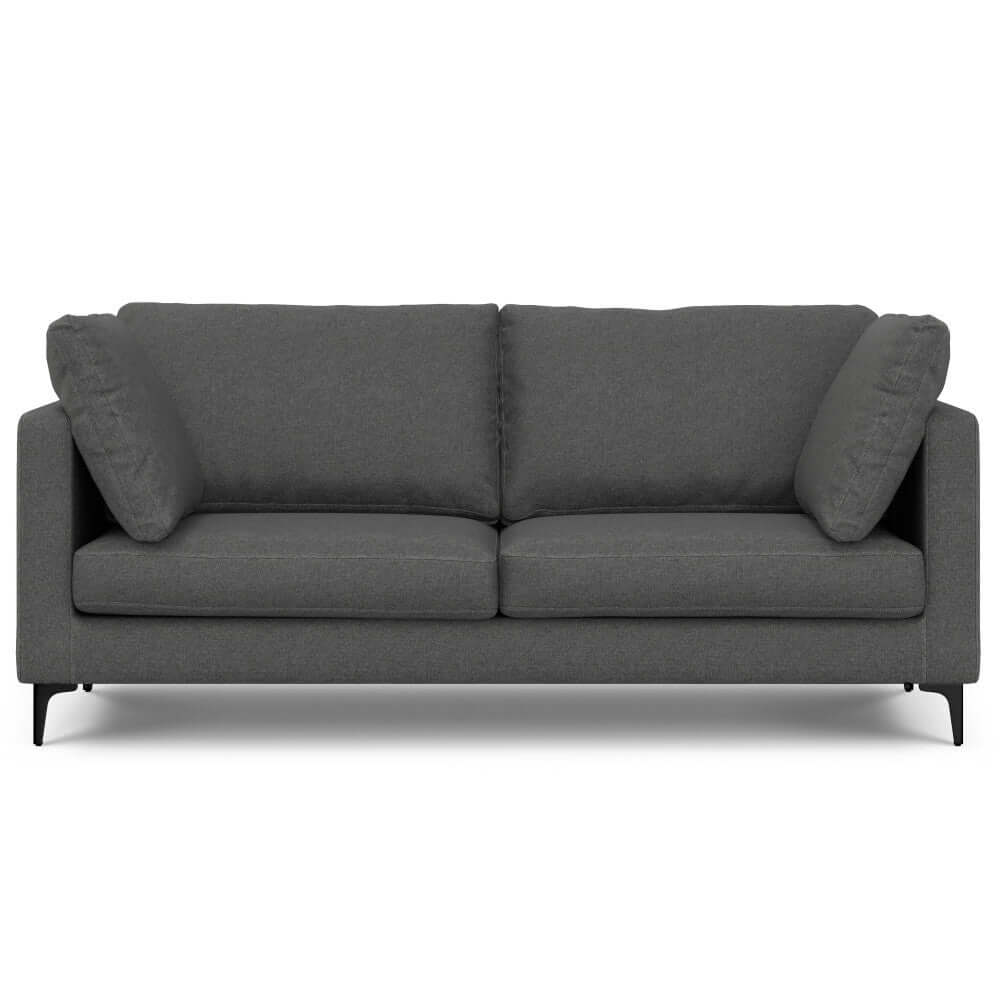 Ava MCM Performance Fabric Loveseat 76" – Modern Eco-Friendly Sofa (2 Colors) in dark gray upholstery.