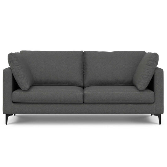 Ava MCM Performance Fabric Loveseat 76" – Modern Eco-Friendly Sofa (2 Colors) in dark gray upholstery.