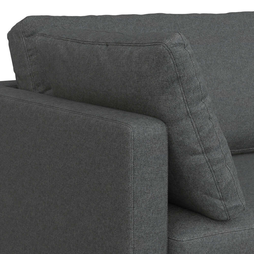 Ava MCM Performance Fabric Loveseat 76" – Modern Eco-Friendly Sofa (2 Colors) corner detail with plush cushion.