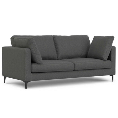 Ava MCM Performance Fabric Loveseat 76" – Modern Eco-Friendly Sofa (2 Colors) in gray fabric with two cushions.