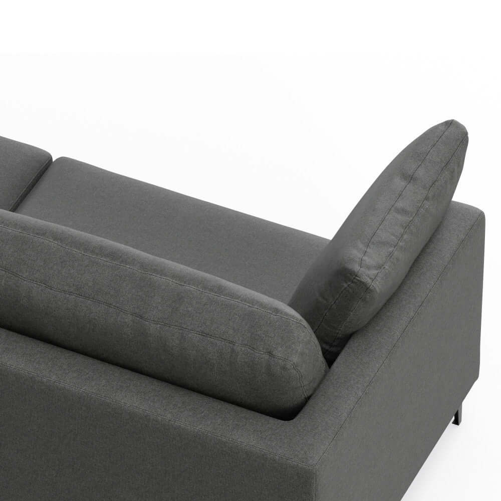 Ava MCM Performance Fabric Loveseat 76" – Modern Eco-Friendly Sofa (2 Colors) with plush cushions on a grey fabric.