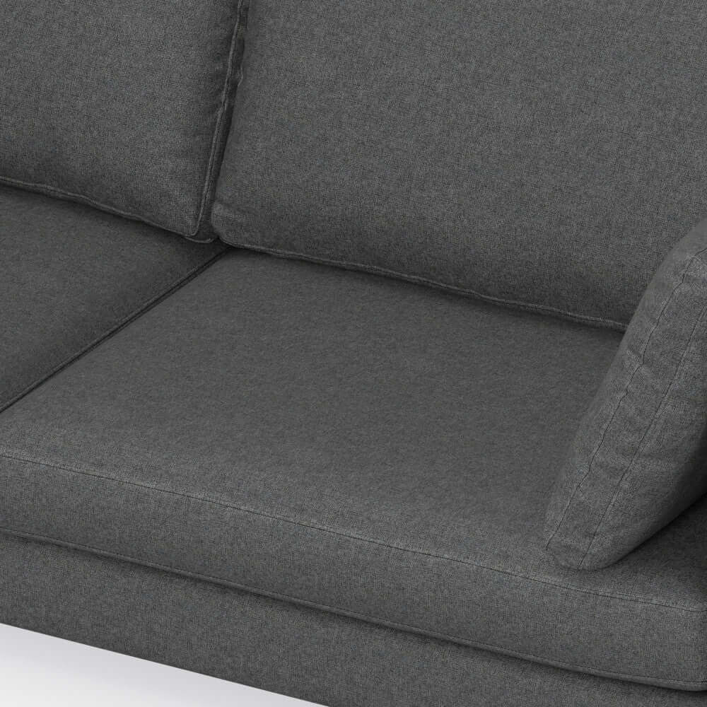 Ava MCM Performance Fabric Loveseat 76" – Modern Eco-Friendly Sofa (2 Colors) in charcoal grey upholstery.