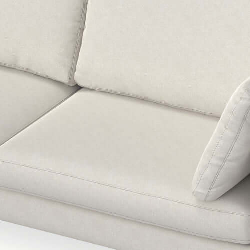 Ava MCM Performance Fabric Loveseat 76" – Modern Eco-Friendly Sofa (2 Colors) close-up of soft beige upholstery.