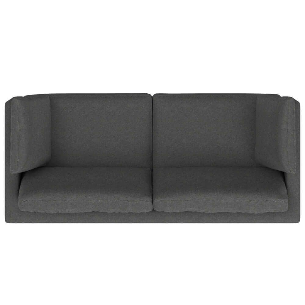 Ava MCM Performance Fabric Sofa 90" – Modern Eco-Friendly 3-Seat Couch (2 Colors) in dark gray upholstery.