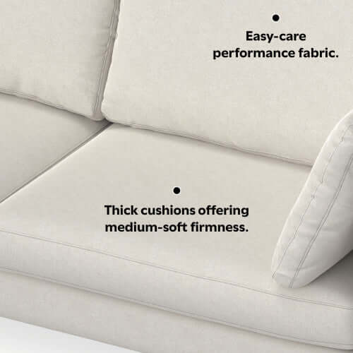 Ava MCM Performance Fabric Sofa 90" – Modern Eco-Friendly 3-Seat Couch (2 Colors) with easy-care fabric and thick cushions.