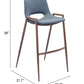 Desi Barstool (Set of 2) in Azure Gray & Walnut