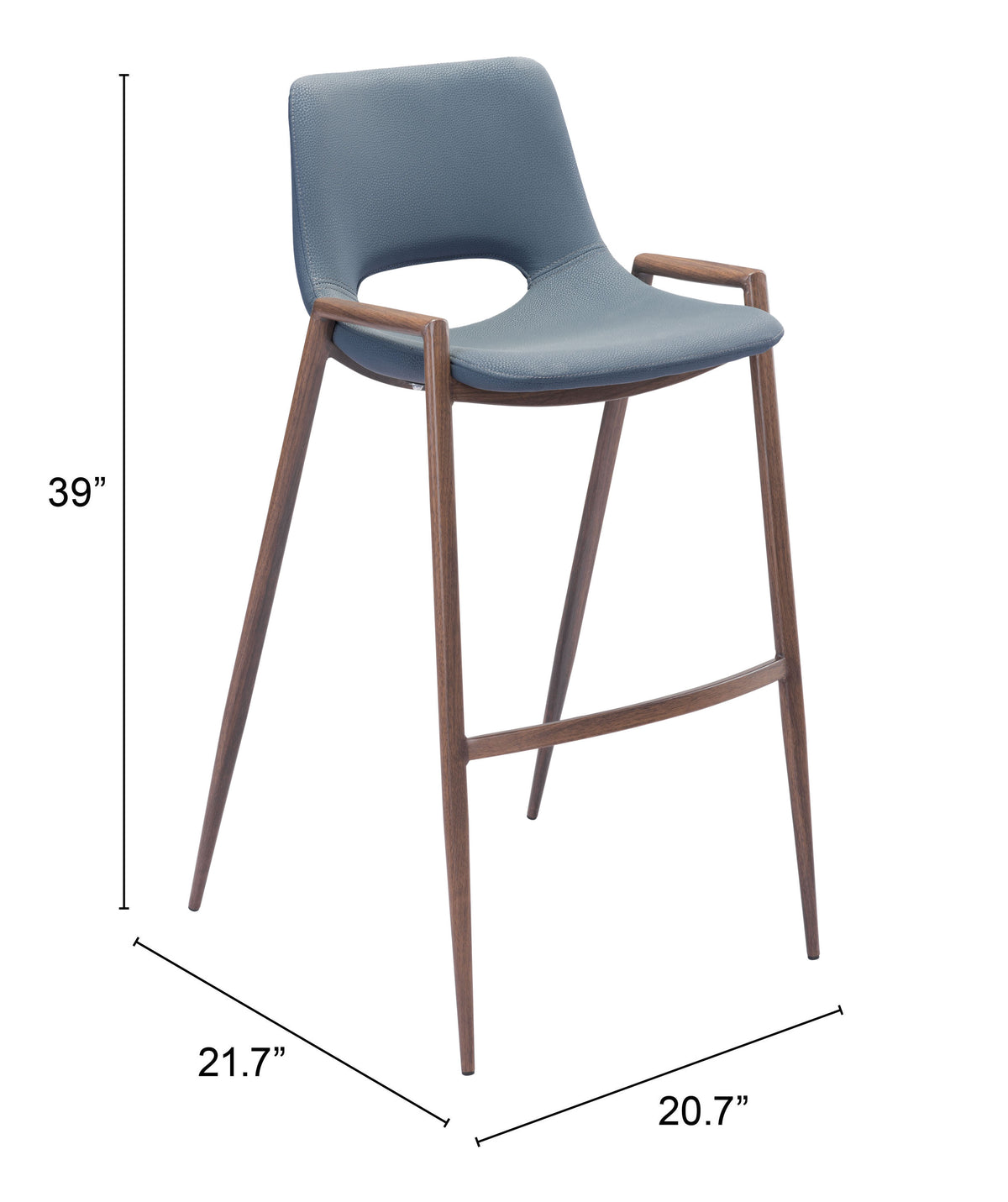 Desi Barstool (Set of 2) in Azure Gray & Walnut