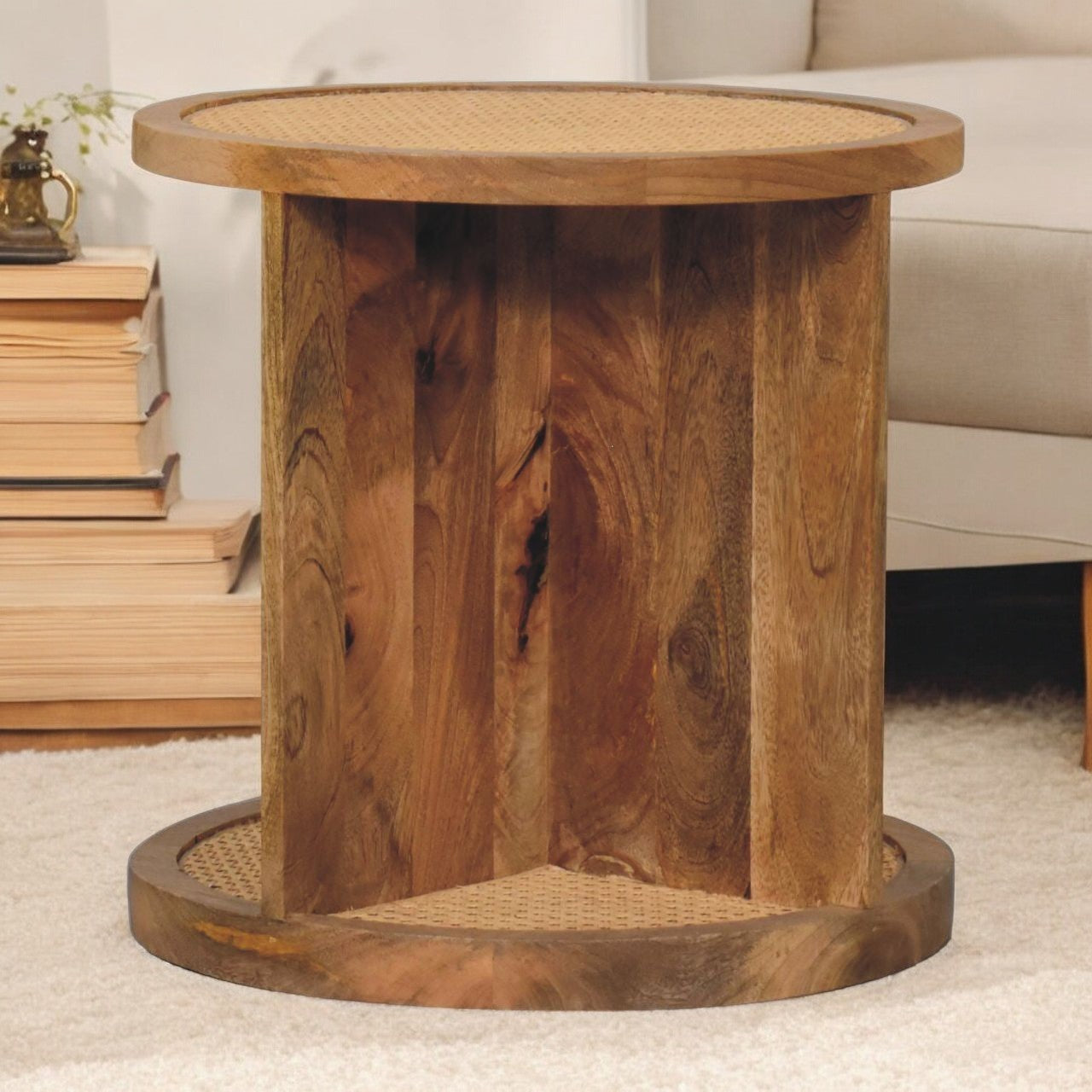Osiris Brown Solid Wood End Table – 17.72" Round End Table