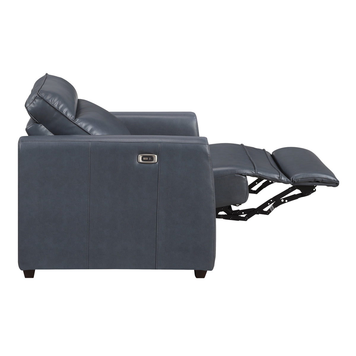 Ardley power reclining sofa, loveseat and chair set in navy faux leather