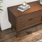 Adrian MCM Solid Wood Media Console TV Stand – 71” Walnut Entertainment Center (Fits Up to 72” TVs) with storage drawers.
