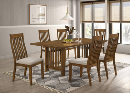 Elmsworth Wood Grain Dining Set – 79" Rectangular Table & 6 Upholstered Chairs, 7-Piece