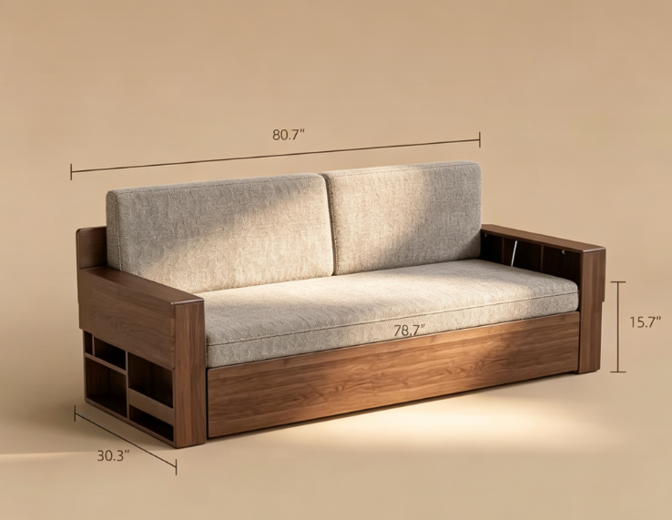 Off White lift-up storage sofa bed