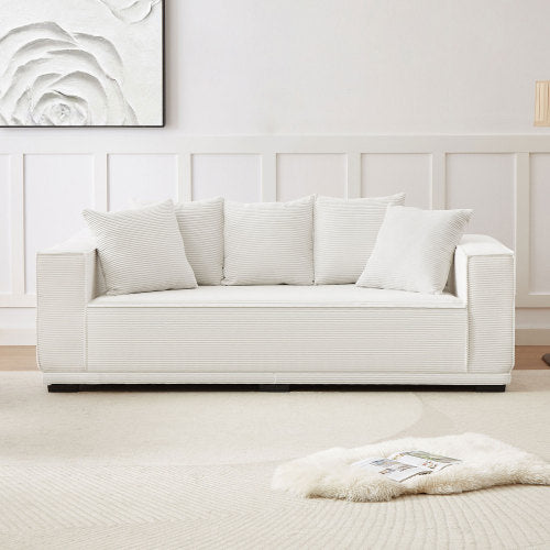 MCM Box Arm Corduroy Upholstered Sofa 89"