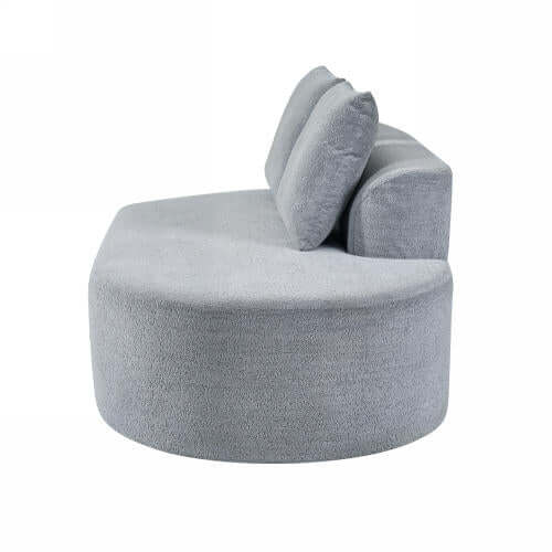 Modern Low Profile Modular Curved Foam Sofa 116' (4 Colors) in soft gray fabric with plush back cushions.