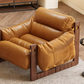Caramel oil-waxed leather lounge chair