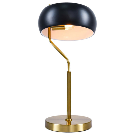 Flux Gold Metal Table Lamp – 22"H Drum Shade Lamp with Black Outer and White Inner