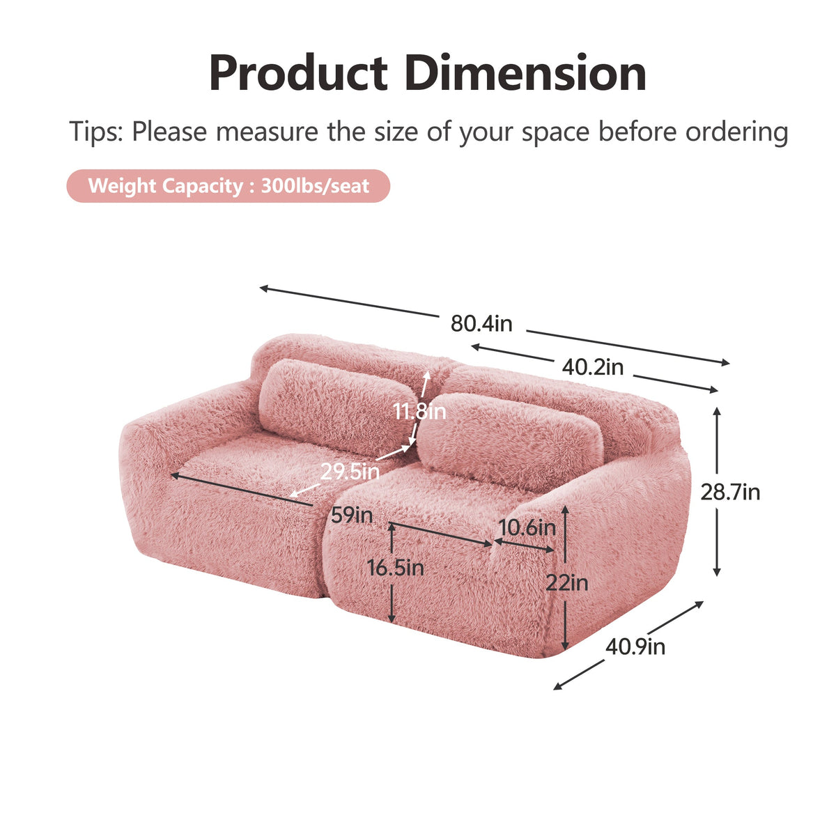 Grayson pink plush modular sofa