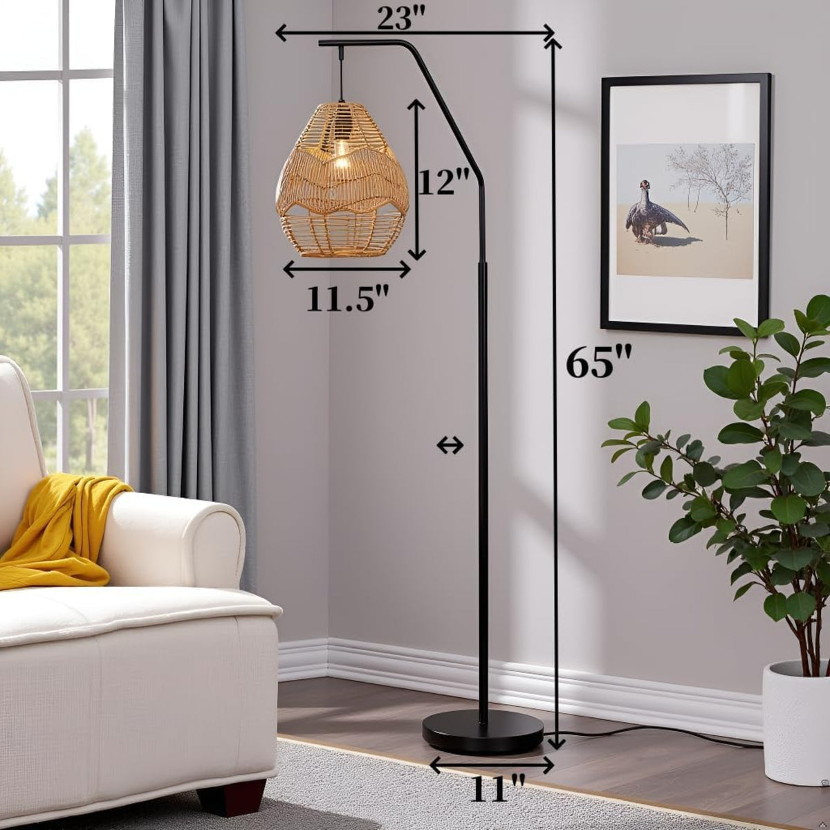 Ferris Rattan Arc Floor Lamp