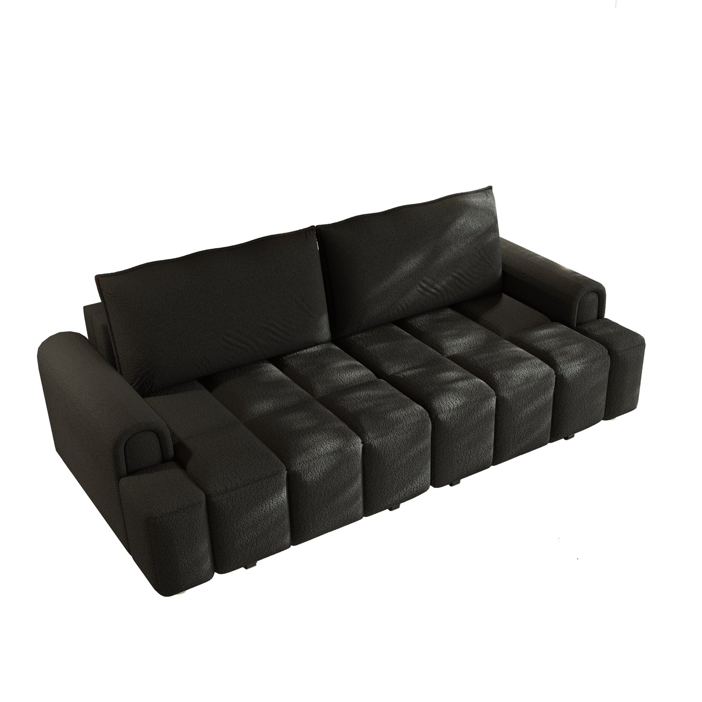 Emerson Black Teddy Sherpa Sleeper Sofa – 90" 3-in-1 Convertible Sofa Bed with Storage Chaise