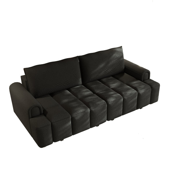Emerson Black Teddy Sherpa Sleeper Sofa – 90