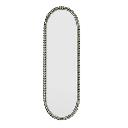 Iron Art Oval Retro Mirror, Antique Silver Finish, Wall Hanging Mirror for Entrances