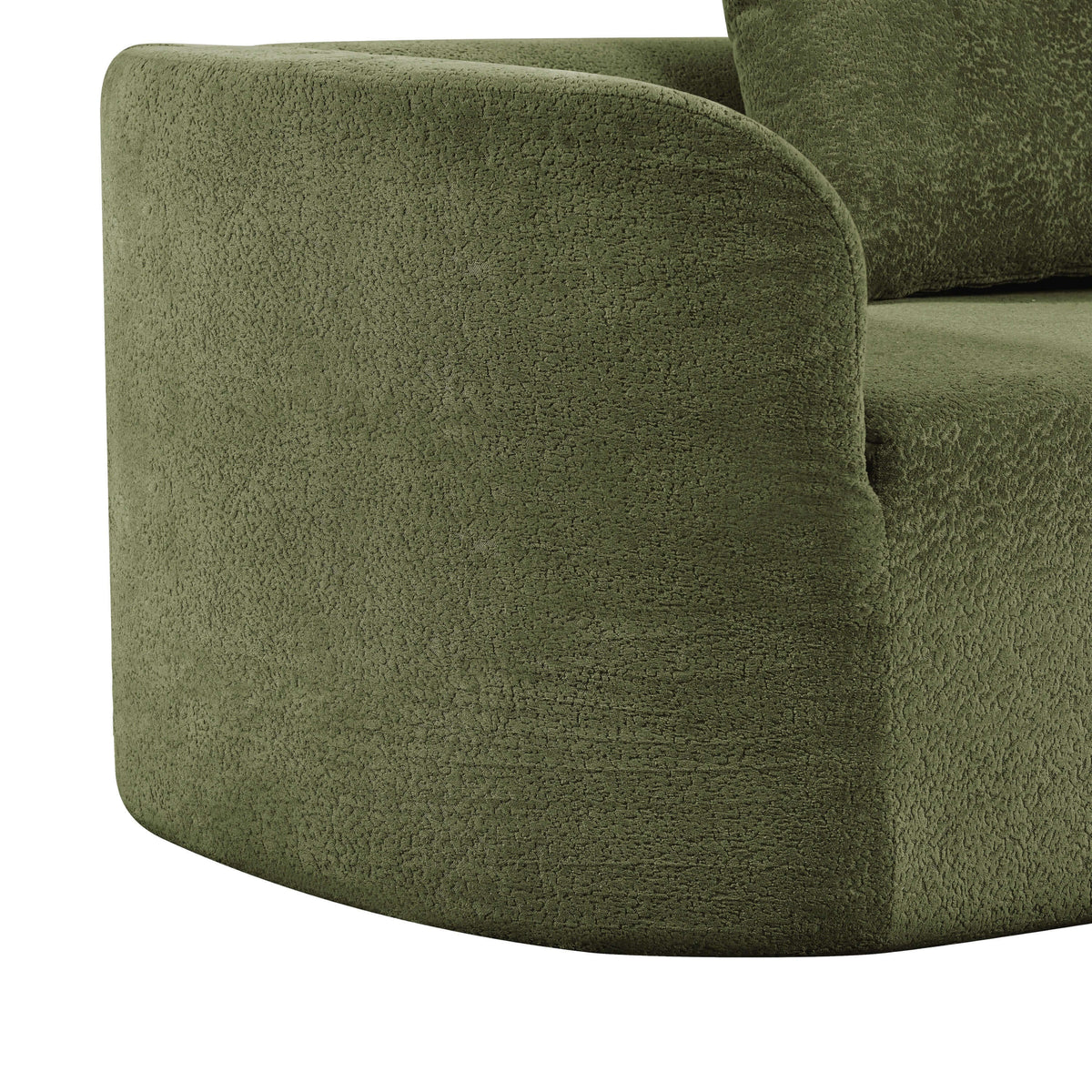 Modern Low Profile Modular Curved Foam Sofa 116' (4 Colors) detail view of green fabric upholstery.
