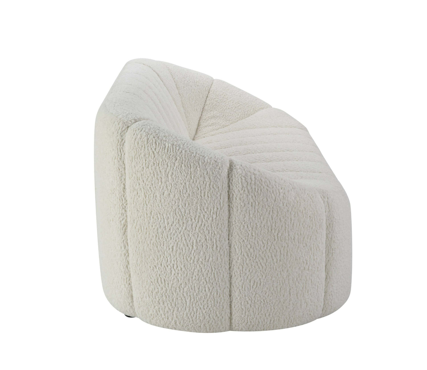 White teddy sherpa sofa showcasing a modern 2-seat cozy boucle loveseat design with plush upholstery.