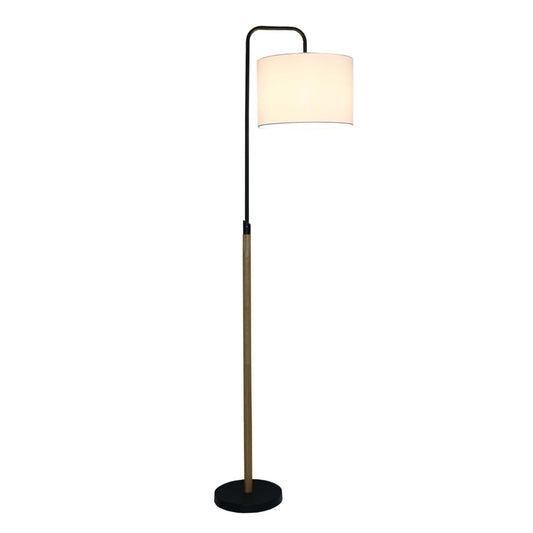 Lior Black Metal Arc Floor Lamp – 59"H Curved Standing Light with White Cylinder Shade