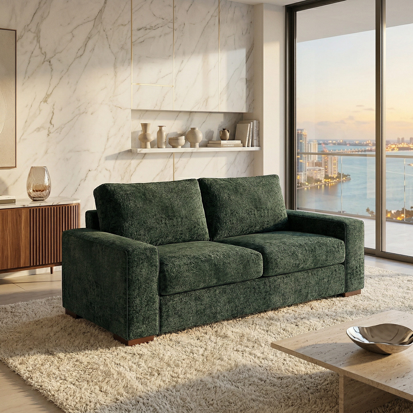 Modena American-Made Sofa – 92" Custom-Fabric 2-Arm Sofa