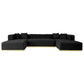 Nolan Tufted Velvet U-Shape Dual Chaise Sofa Sectional in black with plush cushions and gold trim.