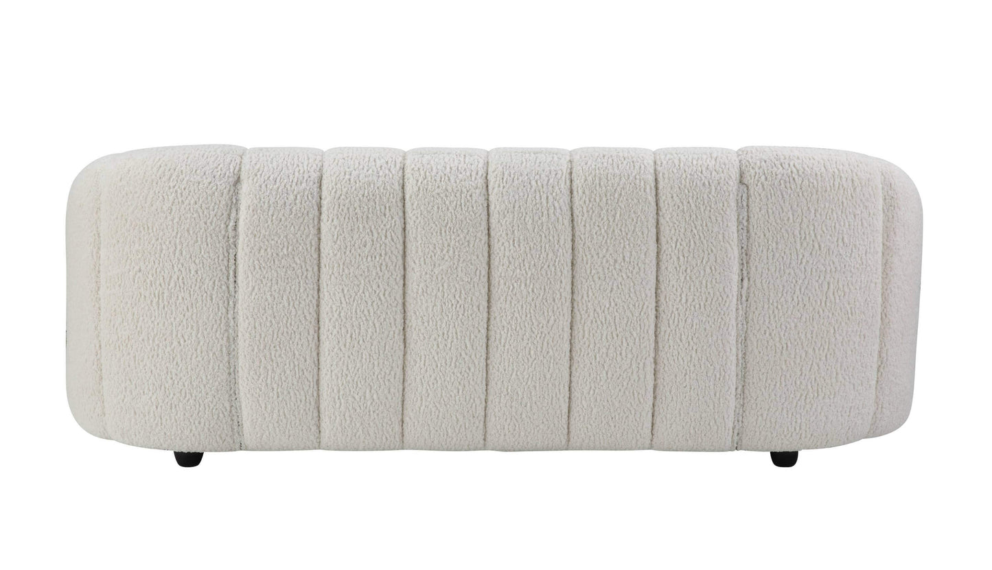 White teddy sherpa sofa with plush textured upholstery and modern design, perfect for cozy living room spaces.
