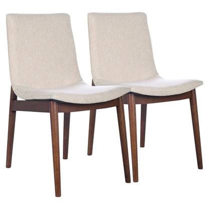 Ravel Beige Fabric Dining Chair Set – 32.5" Solid Wood Chairs (Set of 2)