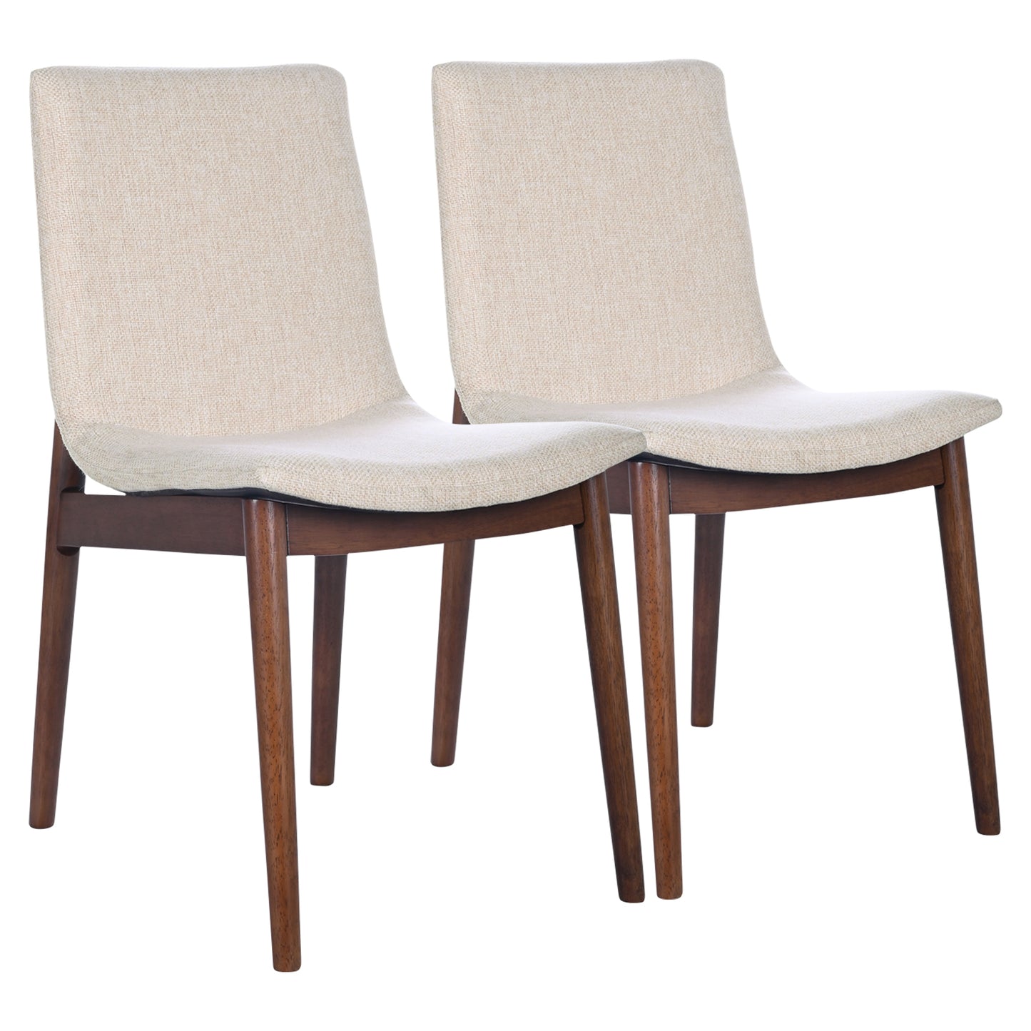 Ravel Beige Fabric Dining Chair Set – 32.5" Solid Wood Chairs (Set of 2)