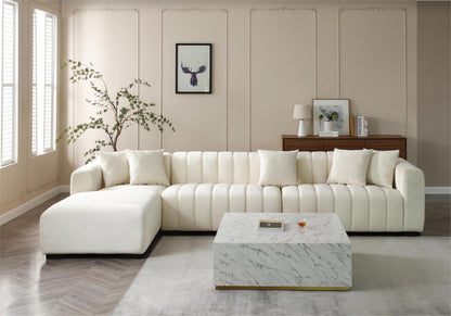 Dunmore Beige Velvet Sofa – 139" Sofa