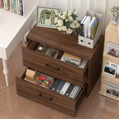 Redmond Dark Walnut Lateral File Cabinet – 27.6" 2-Drawer Printer Stand