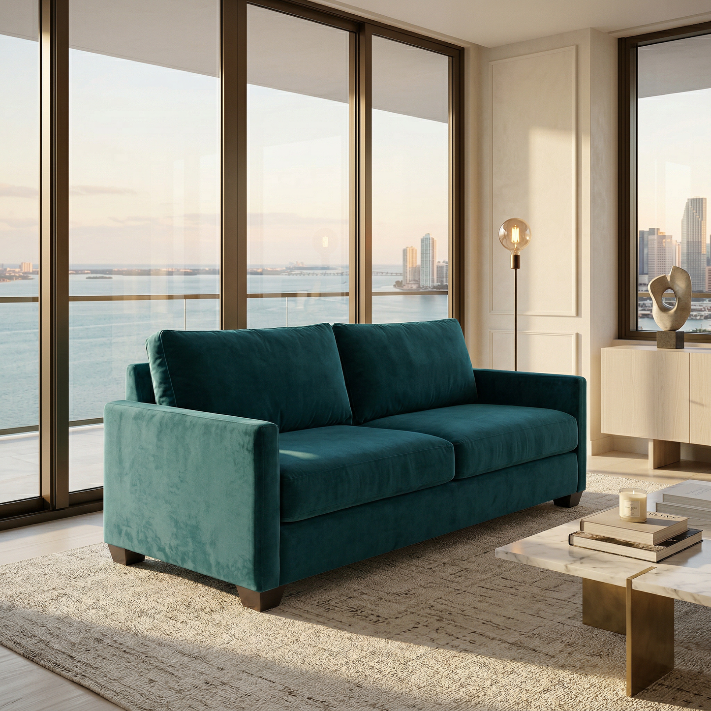 Damon American-Made Sofa – 92" Custom-Fabric Sofa - Hepburn Teal - Fabric (9)