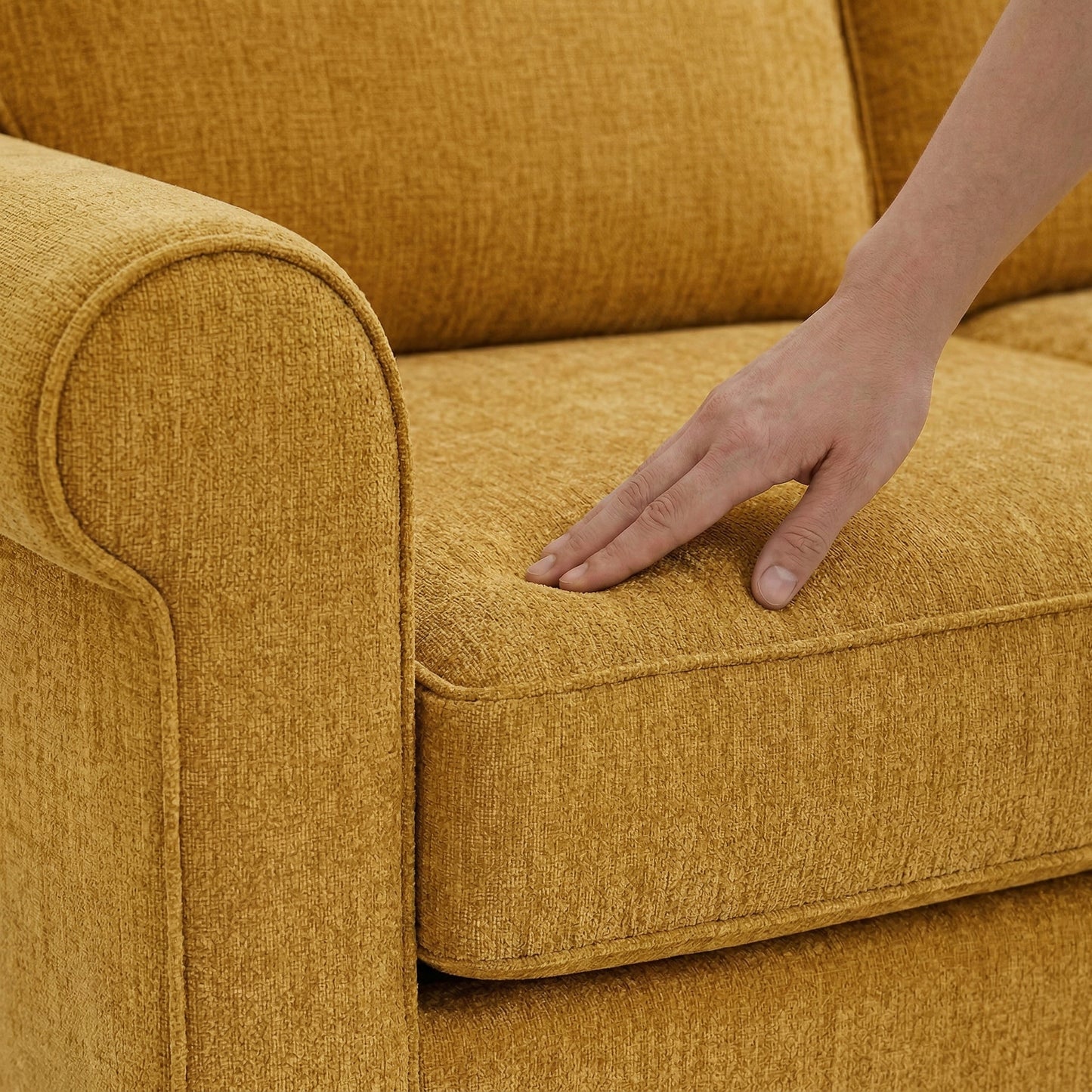 Irlanda Upholstered L-Shaped Sectional – 120" Made-in-USA Sectional Sofa - Hepburn Chai Tea Yellow Fabric (5)
