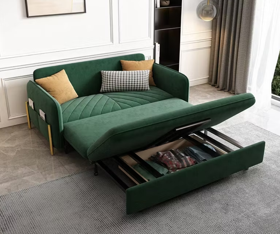 Solene Tech Cloth Sofa Bed – 74.8" Convertible Sleeper with Hidden Storage (2 Colors)