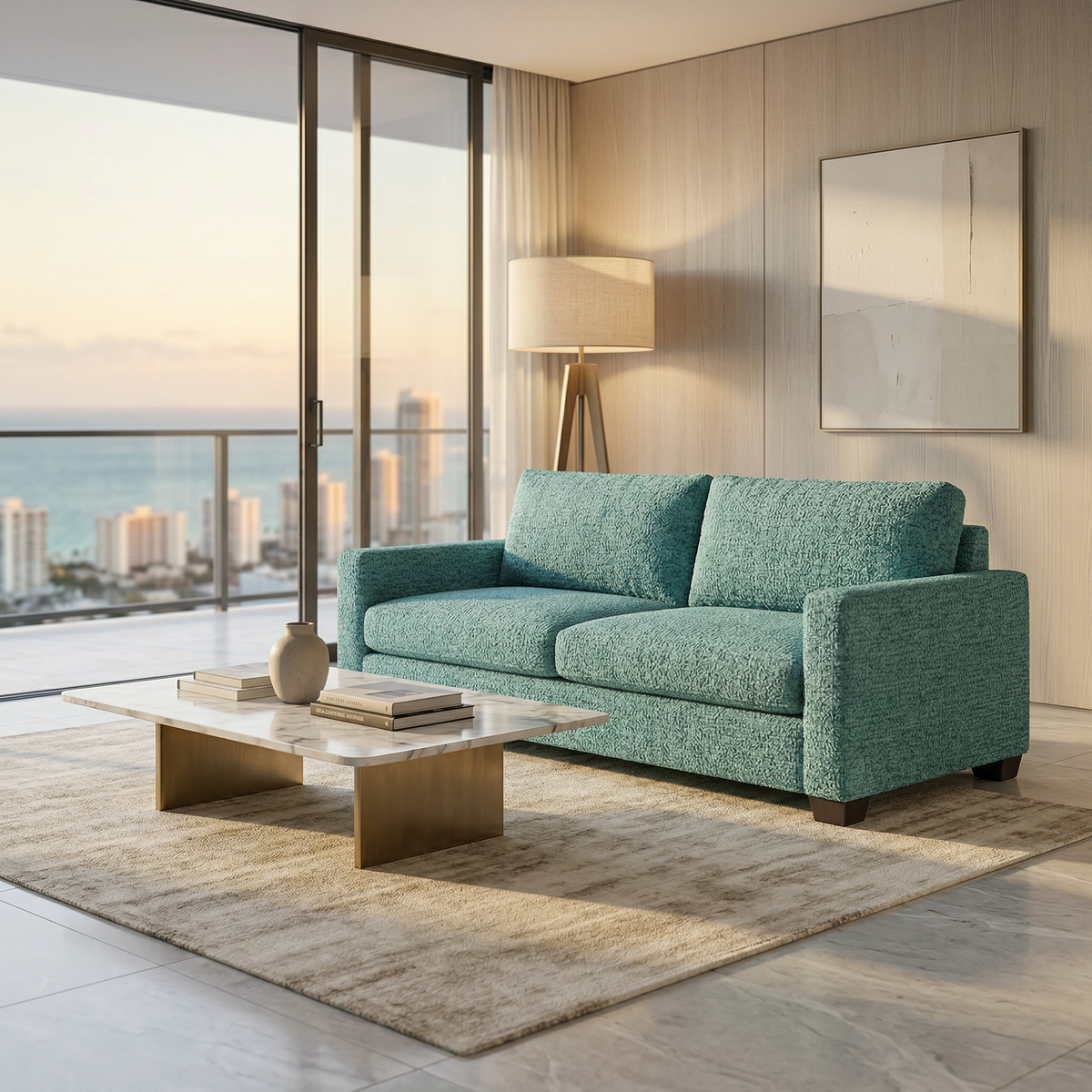 Damon American-Made Sofa – 92" Custom-Fabric Sofa - Hepburn Emerald - Fabric (4)