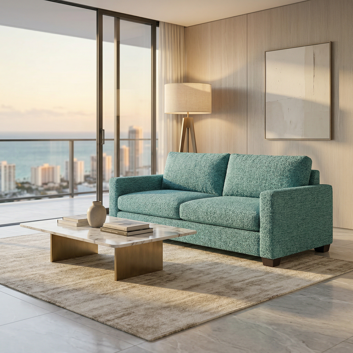 Damon American-Made Sofa – 92" Custom-Fabric Sofa - Hepburn Emerald - Fabric (4)