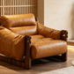 Caramel oil-waxed leather lounge chair