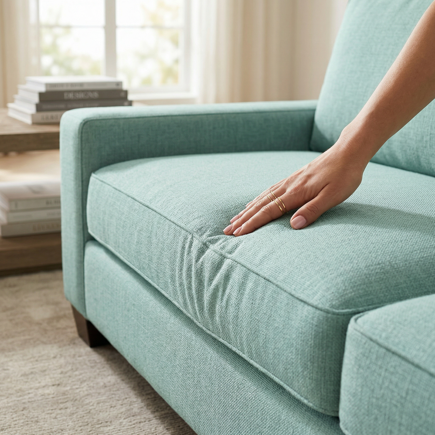 Clifford 2-Arm Sofa – Handcrafted in the USA, Custom Fabric Options - Leslie Robins Egg - Fabric (7)