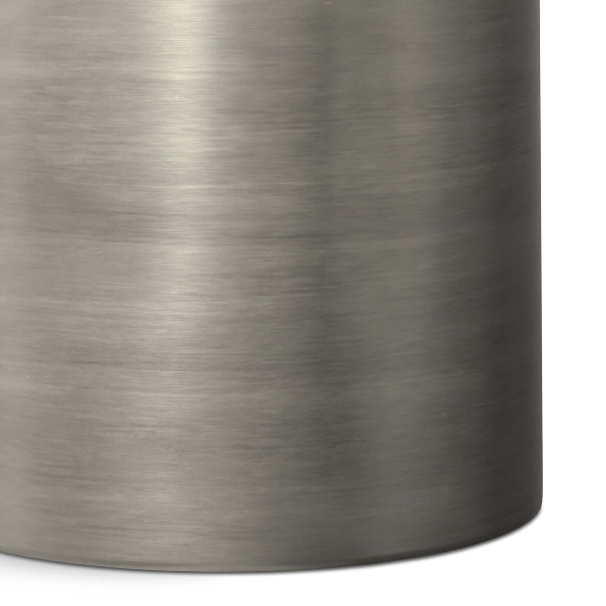 Corbin Cylindrical Antique Silver Side Table 16', metal finish, industrial style, versatile decor accent