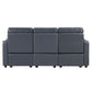 Haddon power reclining sofa, loveseat and chair set in navy faux leather