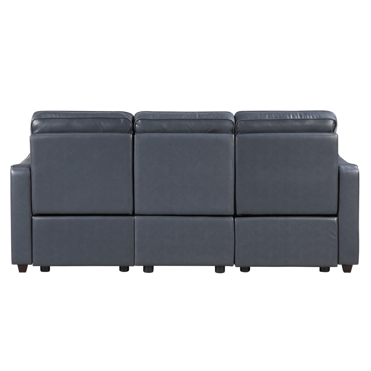 Haddon power reclining sofa, loveseat and chair set in navy faux leather