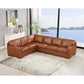 Dillon MCM Leather L-Shaped Corner Sofa Sectional 126" in a modern living room with a scenic view.