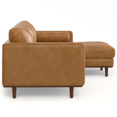 Morrison MCM Genuine Leather Sectional Chaise Sofa 102" – Modern Leather Chaise Sectional (2 Colors) side view.