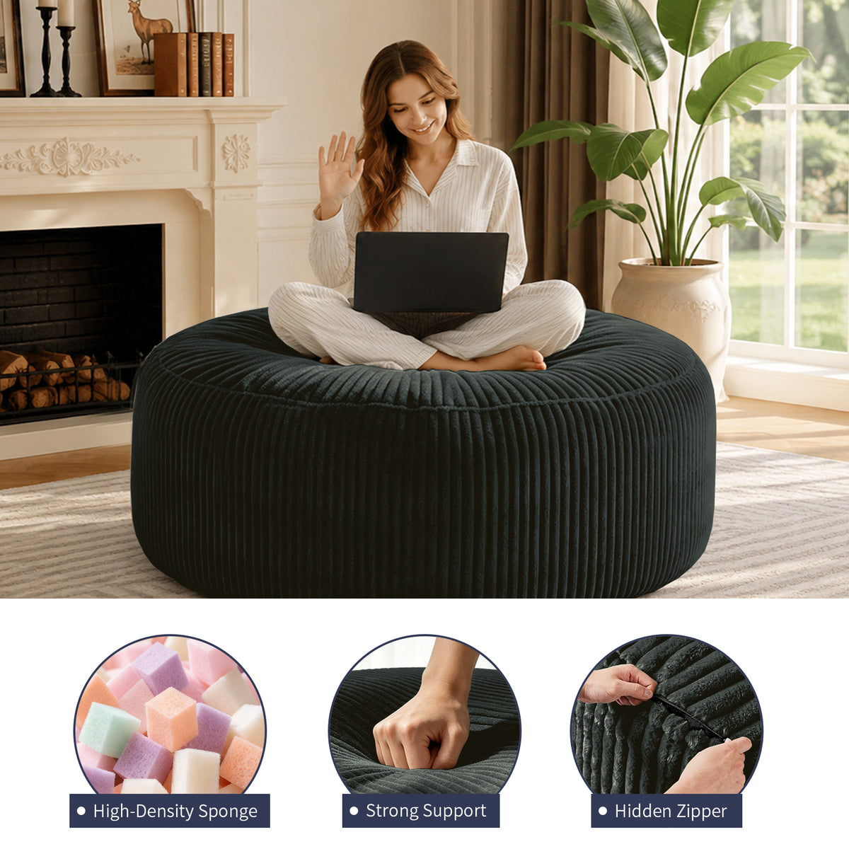 Selwyn Corduroy Bean Bag Chair